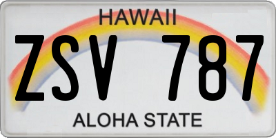 HI license plate ZSV787