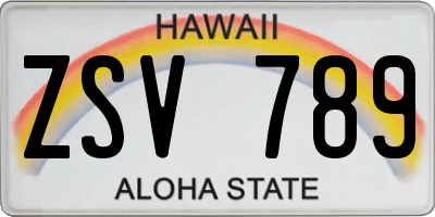 HI license plate ZSV789