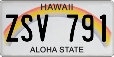 HI license plate ZSV791