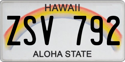 HI license plate ZSV792