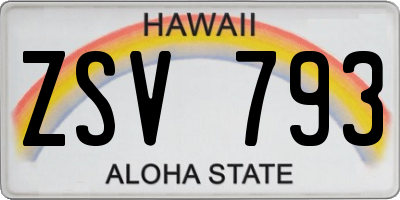 HI license plate ZSV793