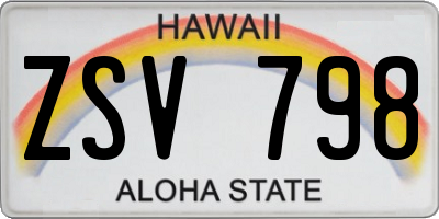 HI license plate ZSV798