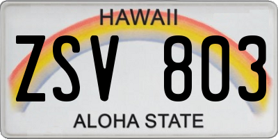 HI license plate ZSV803