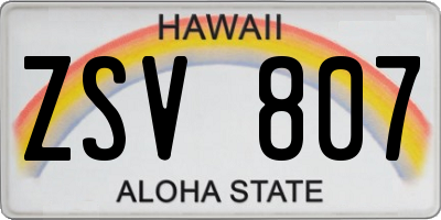 HI license plate ZSV807