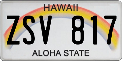 HI license plate ZSV817