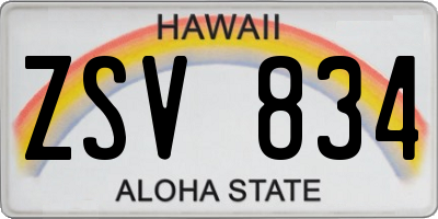 HI license plate ZSV834
