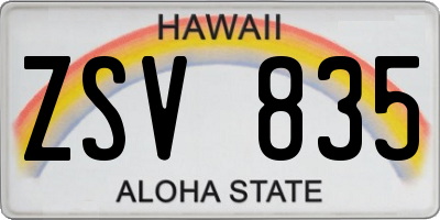 HI license plate ZSV835