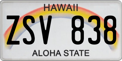HI license plate ZSV838