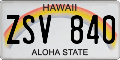HI license plate ZSV840