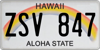HI license plate ZSV847