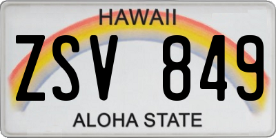 HI license plate ZSV849