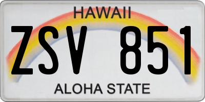 HI license plate ZSV851