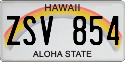 HI license plate ZSV854