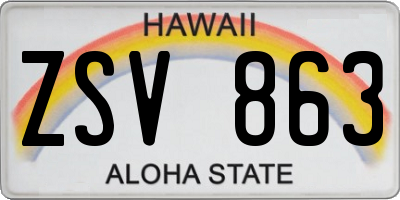 HI license plate ZSV863