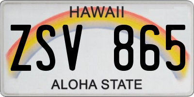 HI license plate ZSV865