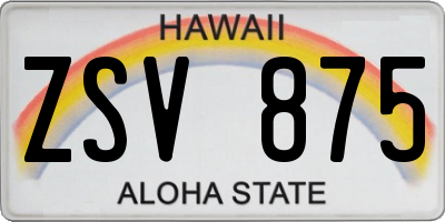 HI license plate ZSV875