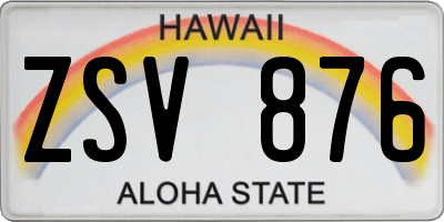 HI license plate ZSV876