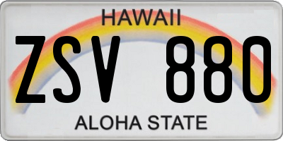 HI license plate ZSV880