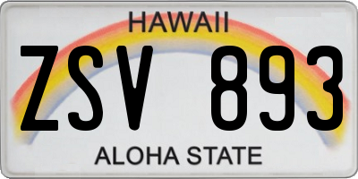 HI license plate ZSV893