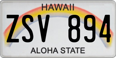 HI license plate ZSV894