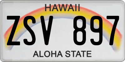 HI license plate ZSV897