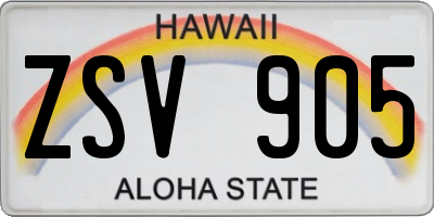 HI license plate ZSV905