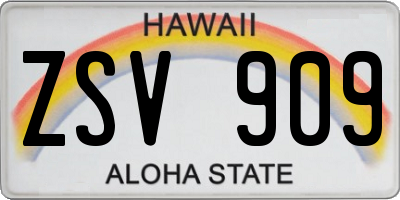 HI license plate ZSV909