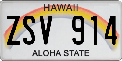 HI license plate ZSV914