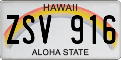 HI license plate ZSV916