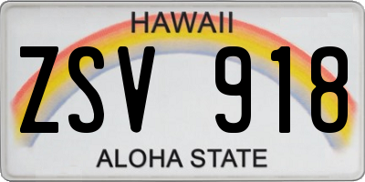HI license plate ZSV918