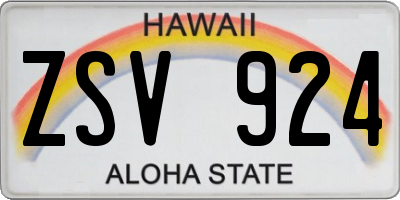 HI license plate ZSV924