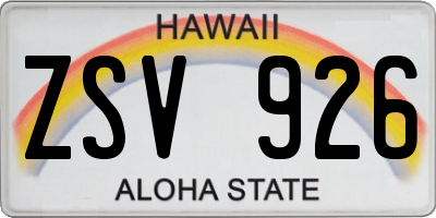 HI license plate ZSV926
