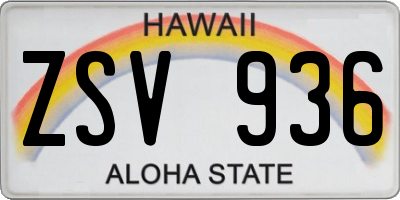HI license plate ZSV936