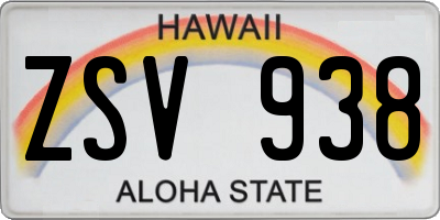 HI license plate ZSV938