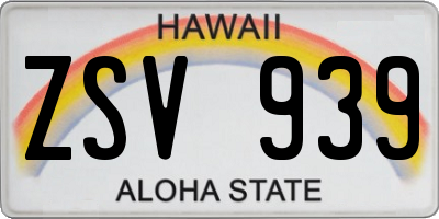 HI license plate ZSV939