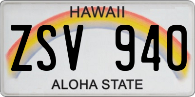 HI license plate ZSV940