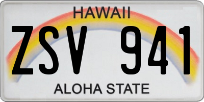HI license plate ZSV941