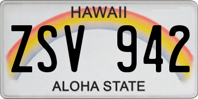 HI license plate ZSV942