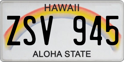 HI license plate ZSV945