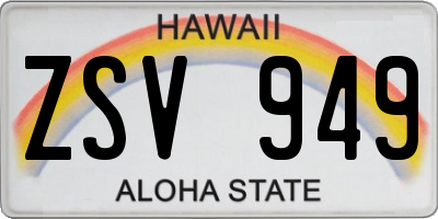 HI license plate ZSV949