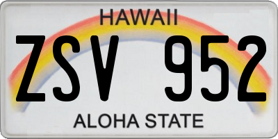 HI license plate ZSV952