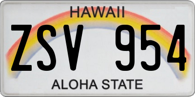 HI license plate ZSV954