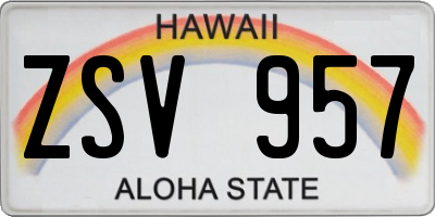 HI license plate ZSV957