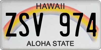 HI license plate ZSV974