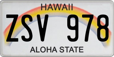 HI license plate ZSV978