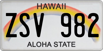 HI license plate ZSV982