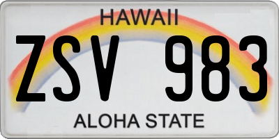 HI license plate ZSV983