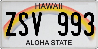 HI license plate ZSV993
