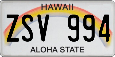 HI license plate ZSV994