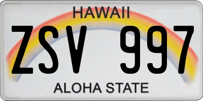 HI license plate ZSV997